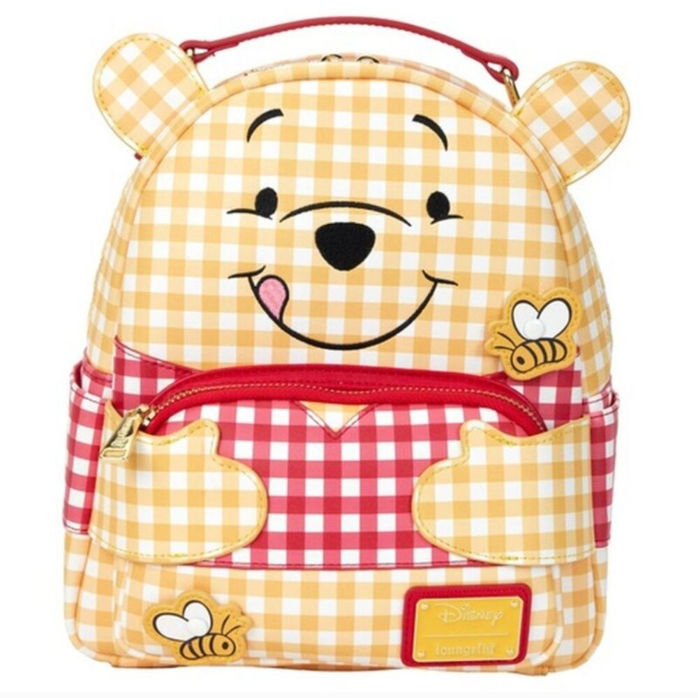 Winnie The Pooh Loungefly Backpack Purse Gingham Bee Honey